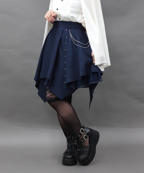 NIBBLE POISON(ニブルポイズン)の「チェーン付イレヘムミニSK(スカート・レディース・ブラック/ネイビー・MEDIUM)」の2枚目の写真