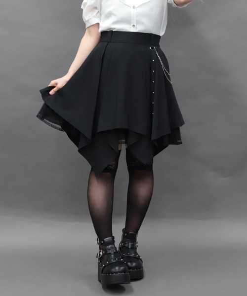 NIBBLE POISON(ニブルポイズン)の「チェーン付イレヘムミニSK(スカート・レディース・ブラック/ネイビー・MEDIUM)」の1枚目の写真
