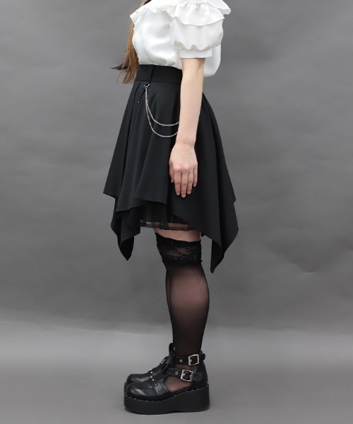 NIBBLE POISON(ニブルポイズン)の「チェーン付イレヘムミニSK(スカート・レディース・ブラック/ネイビー・MEDIUM)」の4枚目の写真