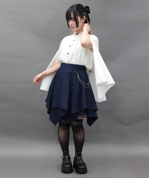 NIBBLE POISON(ニブルポイズン)の「チェーン付イレヘムミニSK(スカート・レディース・ブラック/ネイビー・MEDIUM)」の9枚目の写真