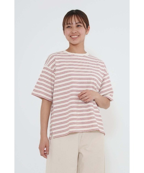 HEART MARKET(ハートマーケット)の「マルチボーダーワイドなゆるT(Tシャツ/カットソー・レディース・チャコール/ネイビー/ホワイト系/レッド系/ナチュラル・FREE)」の5枚目の写真