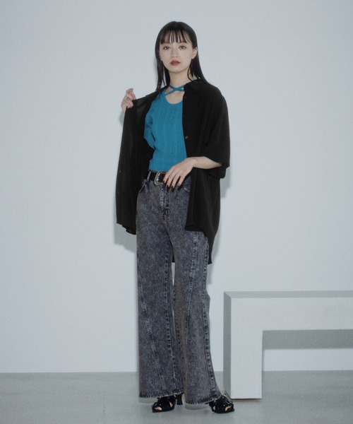 PAGEBOY(ページボーイ)の「【接触冷感/2WAY仕様】メルティ2WAYシャツ(シャツ/ブラウス・レディース・グレイッシュベージュ/ブラック/ターコイズブルー/ブラウン・FREE)」の5枚目の写真