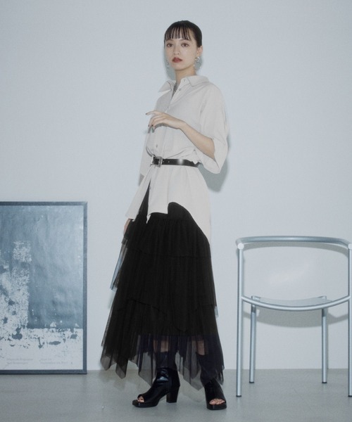 PAGEBOY(ページボーイ)の「【接触冷感/2WAY仕様】メルティ2WAYシャツ(シャツ/ブラウス・レディース・グレイッシュベージュ/ブラック/ターコイズブルー/ブラウン・FREE)」の13枚目の写真