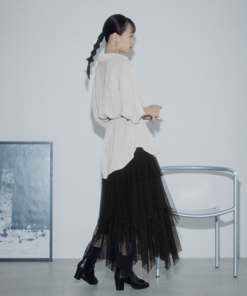 PAGEBOY(ページボーイ)の「【接触冷感/2WAY仕様】メルティ2WAYシャツ(シャツ/ブラウス・レディース・グレイッシュベージュ/ブラック/ターコイズブルー/ブラウン・FREE)」の15枚目の写真