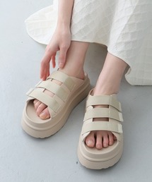 厚底 プラットフォーム 三連ベルト ベルクロサンダル
