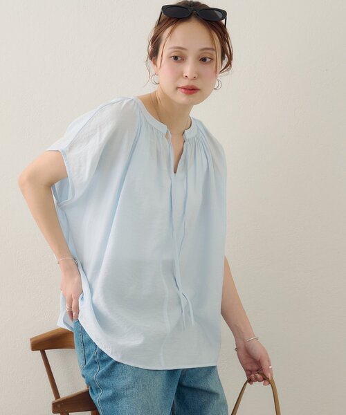 DISCOAT(ディスコート)の「【Noka】2WAYスキッパーブラウス半袖ブラウス(シャツ/ブラウス・レディース・ブラック/サックスブルー/オフホワイト・FREE)」の16枚目の写真