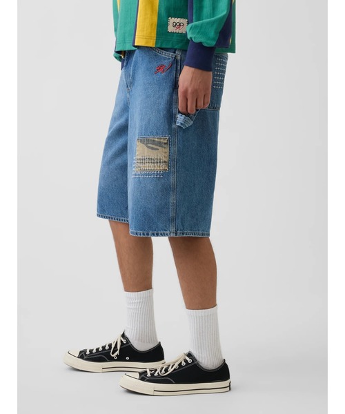 GAP（ギャップ）の「Gap × Sean Wotherspoon バギー パッチワーク デニムショートパンツ（デニムパンツ・メンズ・インディゴブルー・32W/28W/36W/34W/30W）」の3枚目の写真