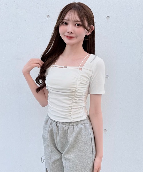 セール】ダブルギャザートップス（Tシャツ/カットソー）｜NOMAE