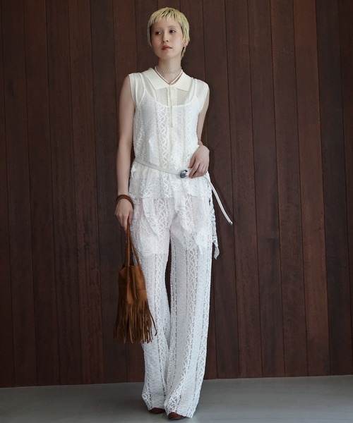 chuclla(チュクラ)の「フリンジレース キャミセットアップ chw26s259(セットアップ・レディース・ホワイト・M/L/S)」の3枚目の写真