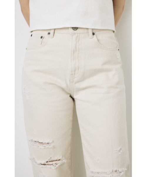 AZUL by moussy(アズールバイマウジー)の「【WEB限定】【身長/骨格別着用画像あり】AZUL DENIM ダメージストレートデニム ロング丈(デニムパンツ・レディース・アイボリー/ライトブルー・24inch/25inch/26inch/27inch)」の6枚目の写真