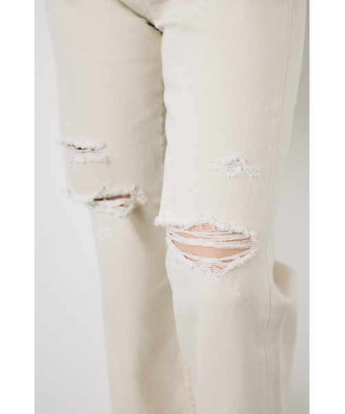 AZUL by moussy(アズールバイマウジー)の「【WEB限定】【身長/骨格別着用画像あり】AZUL DENIM ダメージストレートデニム ロング丈(デニムパンツ・レディース・アイボリー/ライトブルー・24inch/25inch/26inch/27inch)」の8枚目の写真