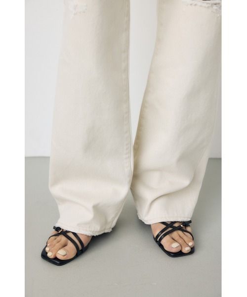 AZUL by moussy(アズールバイマウジー)の「【WEB限定】【身長/骨格別着用画像あり】AZUL DENIM ダメージストレートデニム ロング丈(デニムパンツ・レディース・アイボリー/ライトブルー・24inch/25inch/26inch/27inch)」の9枚目の写真