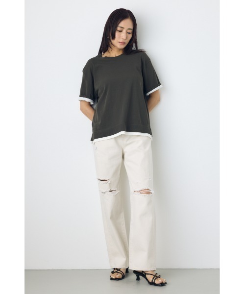 AZUL by moussy(アズールバイマウジー)の「【WEB限定】【身長/骨格別着用画像あり】AZUL DENIM ダメージストレートデニム ロング丈(デニムパンツ・レディース・アイボリー/ライトブルー・24inch/25inch/26inch/27inch)」の12枚目の写真