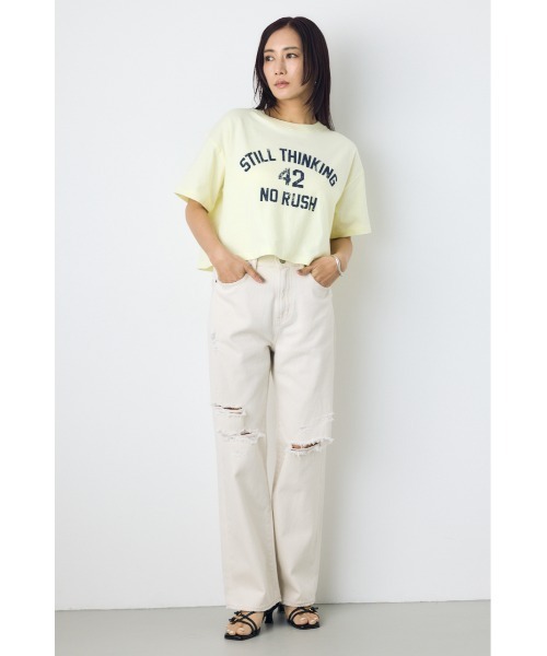 AZUL by moussy(アズールバイマウジー)の「【WEB限定】【身長/骨格別着用画像あり】AZUL DENIM ダメージストレートデニム ロング丈(デニムパンツ・レディース・アイボリー/ライトブルー・24inch/25inch/26inch/27inch)」の13枚目の写真
