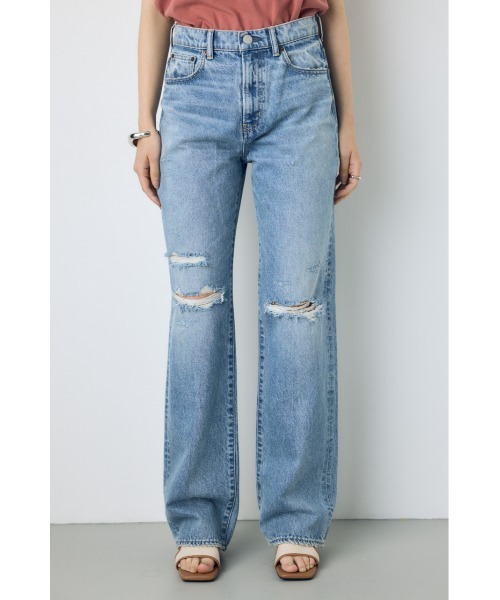 AZUL by moussy(アズールバイマウジー)の「【WEB限定】【身長/骨格別着用画像あり】AZUL DENIM ダメージストレートデニム ロング丈(デニムパンツ・レディース・アイボリー/ライトブルー・24inch/25inch/26inch/27inch)」の15枚目の写真