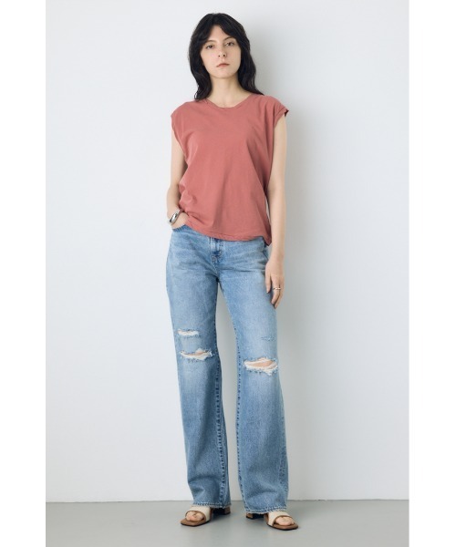 AZUL by moussy(アズールバイマウジー)の「【WEB限定】【身長/骨格別着用画像あり】AZUL DENIM ダメージストレートデニム ロング丈(デニムパンツ・レディース・アイボリー/ライトブルー・24inch/25inch/26inch/27inch)」の22枚目の写真