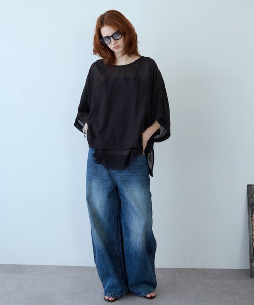 flaeu(フラユ)の「Air Skin Veil Pullover(シャツ/ブラウス・レディース・グレー/ブラック/ホワイト・FREE)」の22枚目の写真
