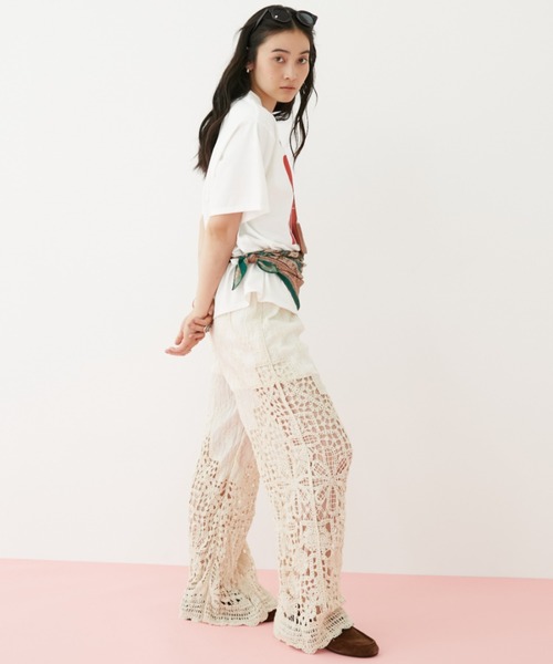 MIRROR STOKE(ミラーストーク)の「【ZOZO限定】CROCHET LACE PANTS/クロシェレースパンツ(その他パンツ・レディース・アイボリー/ベージュ・MEDIUM)」の3枚目の写真