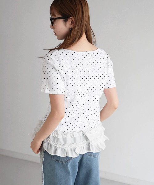 tiptop(ティップトップ)の「半袖カーディガン×裾フリルキャミSET(Tシャツ/カットソー・レディース・ブラック系その他/オフホワイト/ホワイト系その他/サックスブルー・FREE)」の18枚目の写真