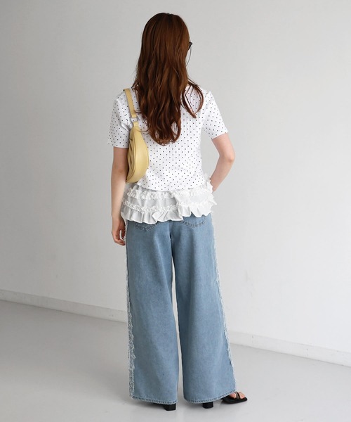 tiptop(ティップトップ)の「半袖カーディガン×裾フリルキャミSET(Tシャツ/カットソー・レディース・ブラック系その他/オフホワイト/ホワイト系その他/サックスブルー・FREE)」の19枚目の写真