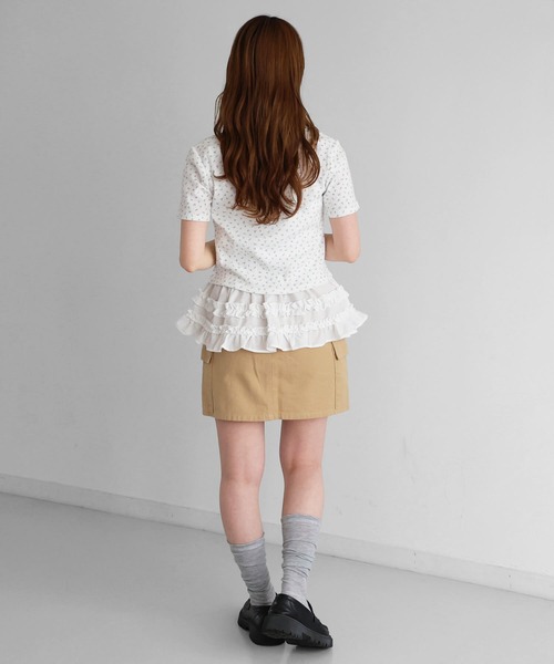 tiptop(ティップトップ)の「半袖カーディガン×裾フリルキャミSET(Tシャツ/カットソー・レディース・ブラック系その他/オフホワイト/ホワイト系その他/サックスブルー・FREE)」の5枚目の写真