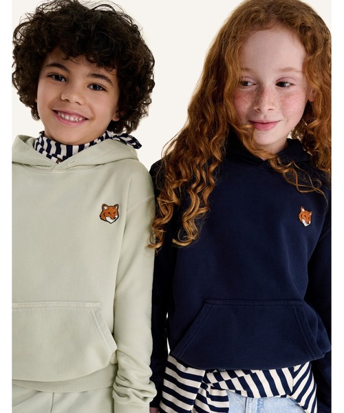 Maison Kitsune（メゾンキツネ）の「FOX HEAD KID HOODIE（パーカー・キッズ・ネイビー/ライトグレー・12/10/8/6/4）」の15枚目の写真