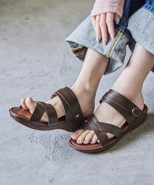 Fashion Letter（ファッションレター）の「日本製 2wayストラップローヒールサンダル 痛くないサンダル（サンダル・レディース・グリーン/ブラック/ベージュ系その他/ダークブラウン・LL/L/M/S）」の14枚目の写真