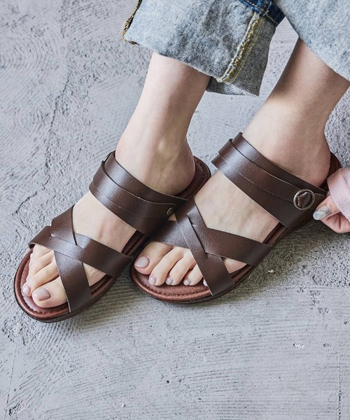 Fashion Letter（ファッションレター）の「日本製 2wayストラップローヒールサンダル 痛くないサンダル（サンダル・レディース・グリーン/ブラック/ベージュ系その他/ダークブラウン・LL/L/M/S）」の15枚目の写真