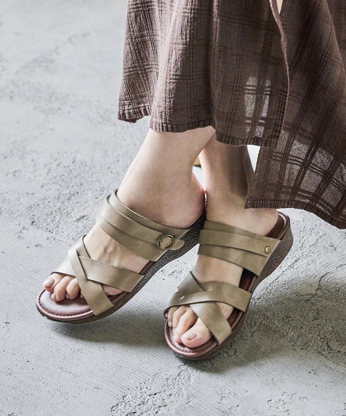 Fashion Letter（ファッションレター）の「日本製 2wayストラップローヒールサンダル 痛くないサンダル（サンダル・レディース・グリーン/ブラック/ベージュ系その他/ダークブラウン・LL/L/M/S）」の21枚目の写真