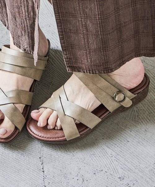 Fashion Letter（ファッションレター）の「日本製 2wayストラップローヒールサンダル 痛くないサンダル（サンダル・レディース・グリーン/ブラック/ベージュ系その他/ダークブラウン・LL/L/M/S）」の22枚目の写真