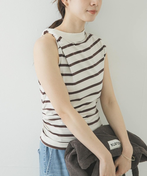 URBAN RESEARCH（アーバンリサーチ）の「ESTHE　STRIPE TWIST ASYMMETRIC T-SHIRTS（Tシャツ/カットソー・レディース・ストライプ・SMALL）」の8枚目の写真
