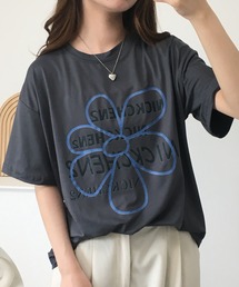 フラワープリントオーバーサイズTシャツ 半袖