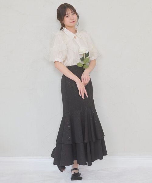 MAJESTIC LEGON(マジェスティックレゴン)の「襟付きエアリーフリル半袖ブラウス(シャツ/ブラウス・レディース・アイボリー/グレー系その他/ベージュ系その他2/ピンク・MEDIUM)」の12枚目の写真