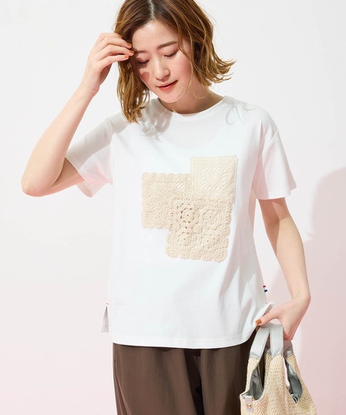 Petit Honfleur(プチオンフルール)の「モチーフレースTシャツ(Tシャツ/カットソー・レディース・ホワイト・M/L)」の12枚目の写真