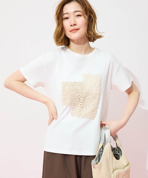 Petit Honfleur(プチオンフルール)の「モチーフレースTシャツ(Tシャツ/カットソー・レディース・ホワイト・M/L)」の13枚目の写真