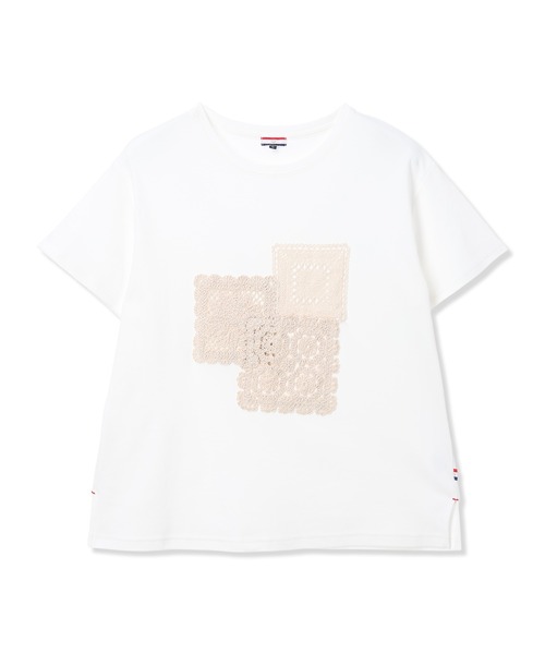 Petit Honfleur(プチオンフルール)の「モチーフレースTシャツ(Tシャツ/カットソー・レディース・ホワイト・M/L)」の4枚目の写真