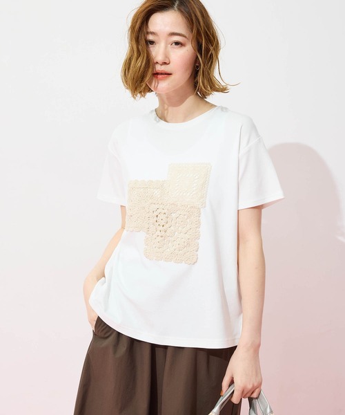 Petit Honfleur(プチオンフルール)の「モチーフレースTシャツ(Tシャツ/カットソー・レディース・ホワイト・M/L)」の11枚目の写真