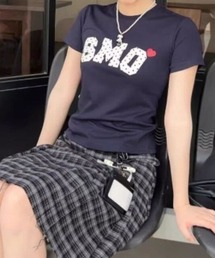 ハートワンポイント ドットロゴ 半袖コンパクトTシャツ