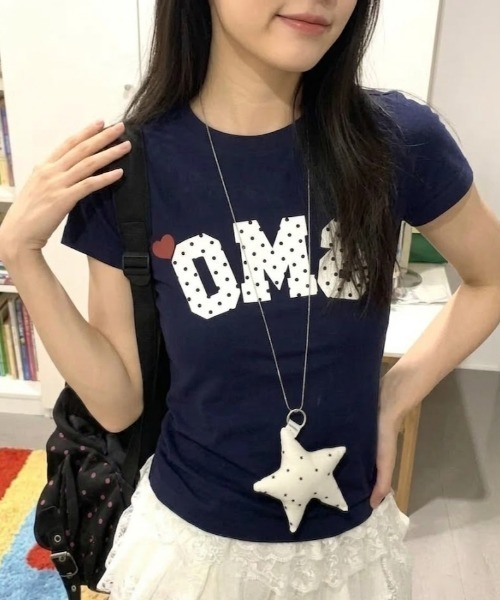 SHEPP(シープ)の「ハートワンポイント ドットロゴ 半袖コンパクトTシャツ(Tシャツ/カットソー・レディース・ネイビー・M/L)」の14枚目の写真