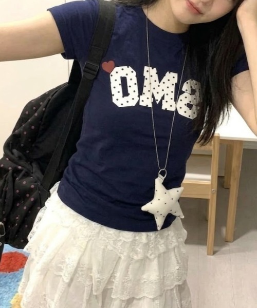 SHEPP(シープ)の「ハートワンポイント ドットロゴ 半袖コンパクトTシャツ(Tシャツ/カットソー・レディース・ネイビー・M/L)」の13枚目の写真