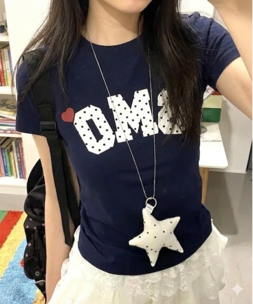 SHEPP(シープ)の「ハートワンポイント ドットロゴ 半袖コンパクトTシャツ(Tシャツ/カットソー・レディース・ネイビー・M/L)」の12枚目の写真