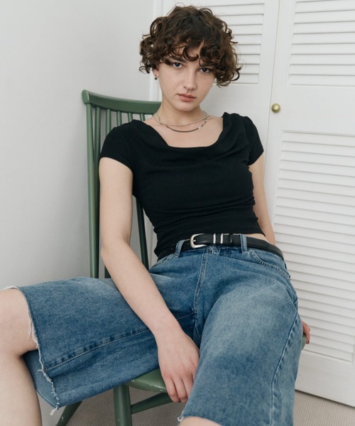 HANNE（アン）の「ドレープオフショルTEE（Tシャツ/カットソー・レディース・ホワイト/ブラック・FREE）」の6枚目の写真