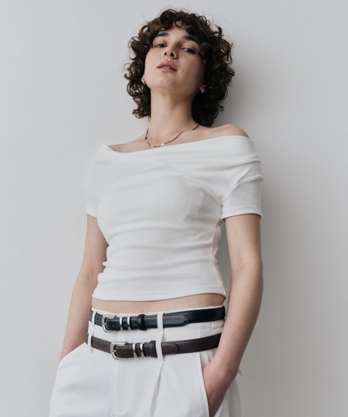 HANNE（アン）の「ドレープオフショルTEE（Tシャツ/カットソー・レディース・ホワイト/ブラック・FREE）」の10枚目の写真