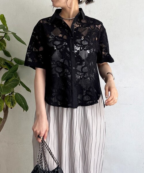 un dix cors(アンディコール)の「レースステッチングシャツ(シャツ/ブラウス・レディース・ブラック/オフホワイト・FREE)」の20枚目の写真