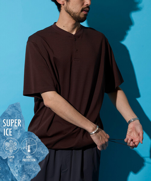 FREAK'S STORE(フリークスストア)の「SUPER ICE HENLEY NECK TEE/スーパーアイス ヘンリーネック スピンドルTシャツ(Tシャツ/カットソー・メンズ・ブラウン/サックスブルー/チャコールグレー/ホワイト/ブラック/グリーン・MEDIUM/LARGE/X-LARGE)」の9枚目の写真
