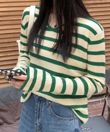 韓国ストリート感たっぷり♪着回し抜群のボーダーロングスリーブTシャツ