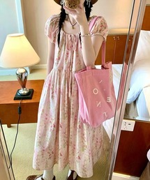 ヴィンテージフラワーパフスリーブワンピース