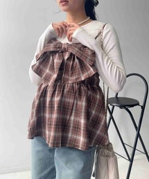AS KNOW AS plus（アズノゥアズプラス）の「〇アジャスター付き リボンビスチェチュニック（チュニック）」