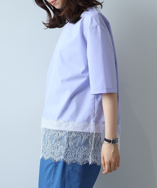 leswel（レスウェル）の「【M/L】レースヘムブラウス（シャツ/ブラウス・レディース・ラベンダー/ネイビー/ダークブラウン・M/L）」の7枚目の写真