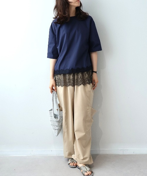 leswel（レスウェル）の「【M/L】レースヘムブラウス（シャツ/ブラウス・レディース・ラベンダー/ネイビー/ダークブラウン・M/L）」の11枚目の写真